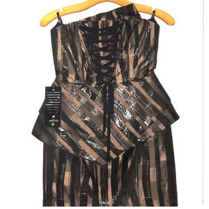 💋 bebe black lace up strapless dress M new RARE 💋